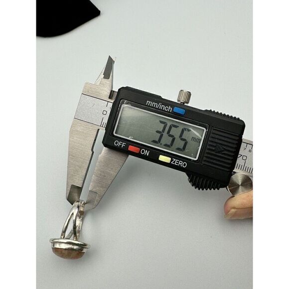 Vintage Sterling Silver Natural Stone Pale Pink Peach Cabochon Ring Size 6 - Picture 10 of 10